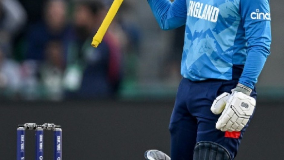 High life: England's Ben Duckett celebrates after passing 150 on Saturday