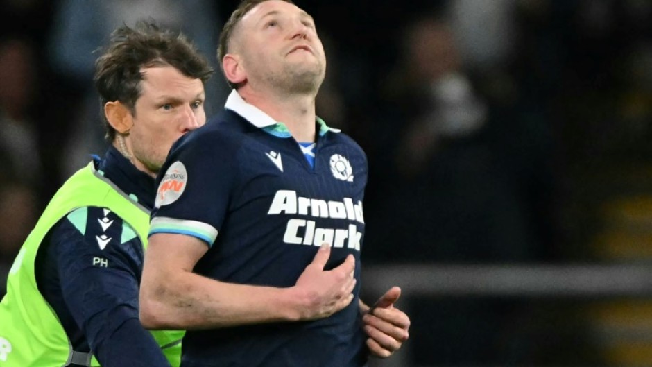 Agony: Scotland's fly-half Finn Russell missed three conversions