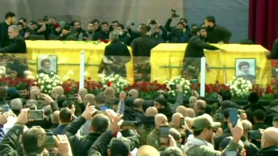Coffin of slain Hezbollah leader Hassan Nasrallah arrives for funeral