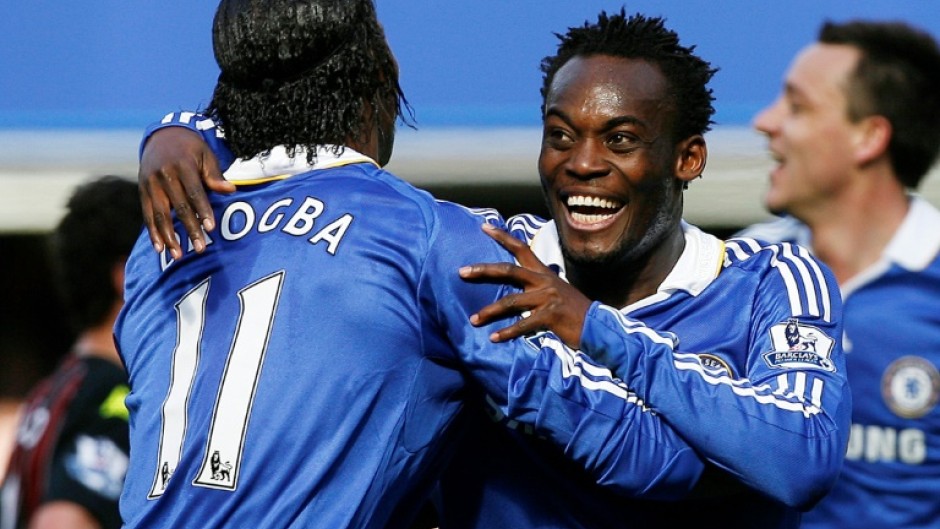Michael Essien (C) and Didier Drogba (L) were key members of Jose Mourinho's title-winning Chelsea teams 