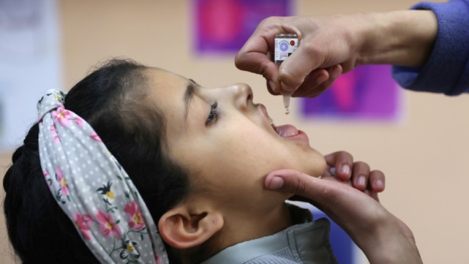 Polio vaccine doses were administered at schools in Gaza City