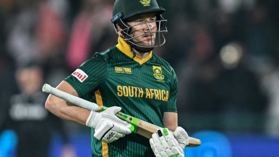 South Africa's David Miller celebrates scoring a century