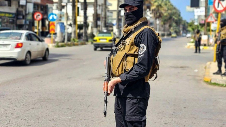 A picture released by the official Syrian Arab News Agency (SANA) shows Syrian forces in the coastal city of Tartus