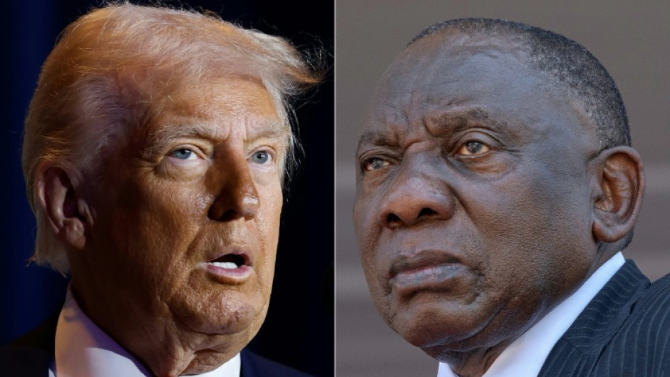 US President Donald Trump (L) is locked in a diplomatic spat with South African President Cyril Ramaphosa
