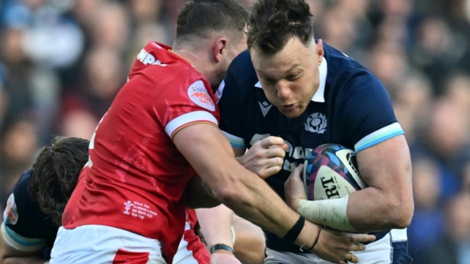 Scotland No 8 Jack Dempsey (R) in action during a 35-29 Six Nations win over Wales at Murrayfield 