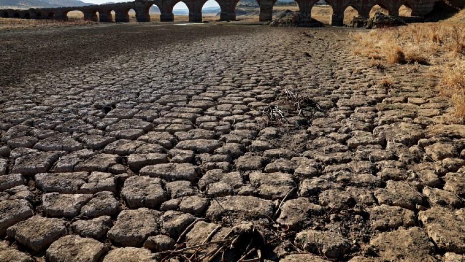 Part of the Guadiana river dried up in the central-western Spanish region of Extremadura in August 2022