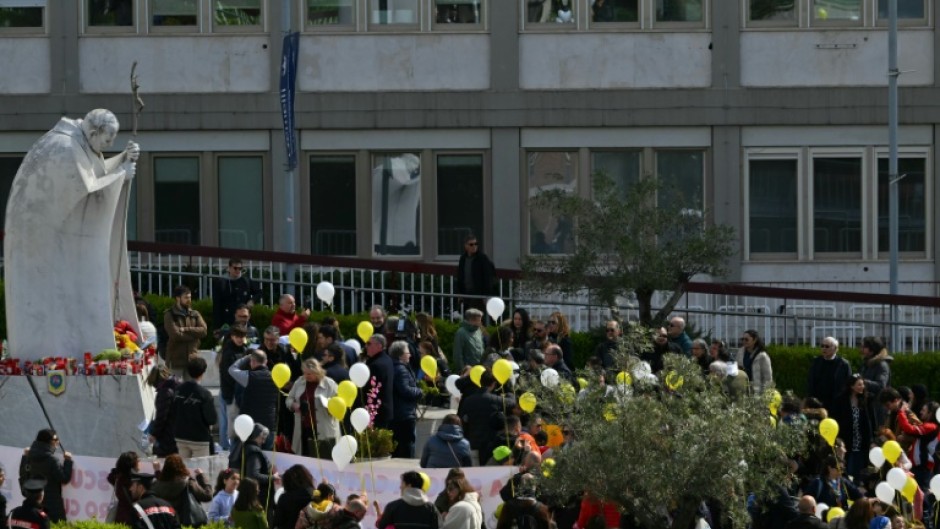 Crowds regularly gather at the Gemelli Hospital where Pope Francis has been hospitalised since February 14