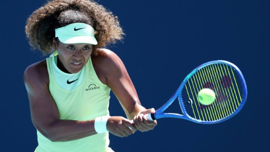 Japan's Naomi Osaka fires a backhand in her first-round win over Ukrainian qualifier Yuliia Starodubtseva at the Miami Open