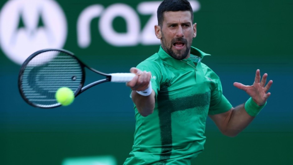 Novak Djokovic in action at Indian Wells