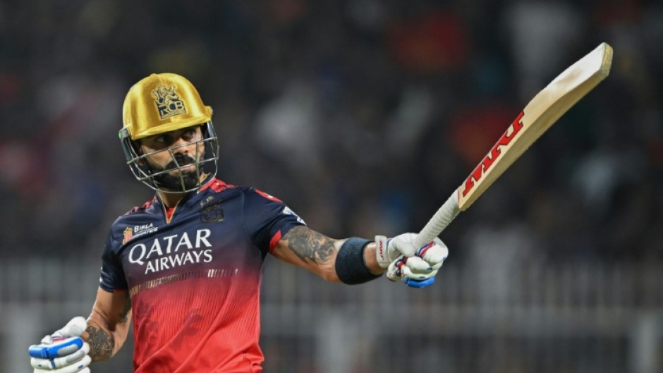 Virat Kohli brandishing his bat on his way to 59 for Kolkata Knight Riders as they beat Royal Challengers in the IPL opener