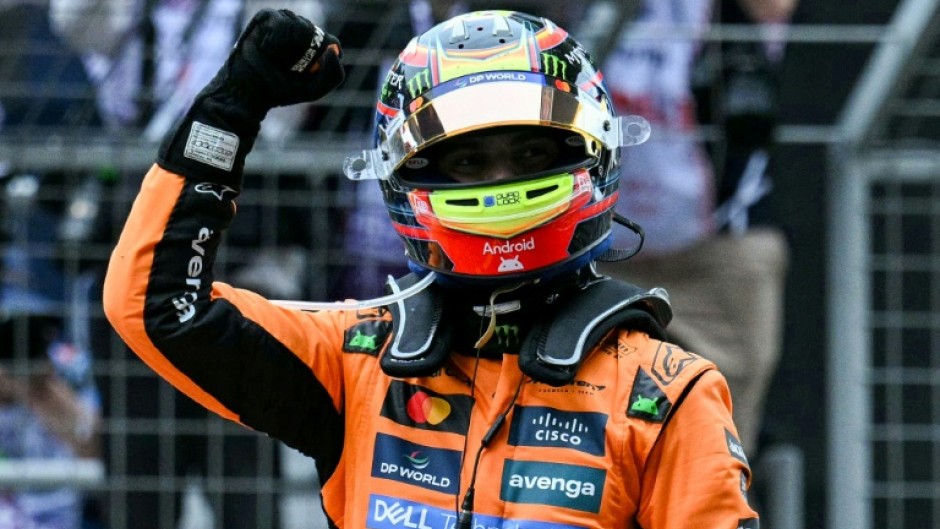 Oscar Piastri celebrates his victory at Chinese Grand Prix