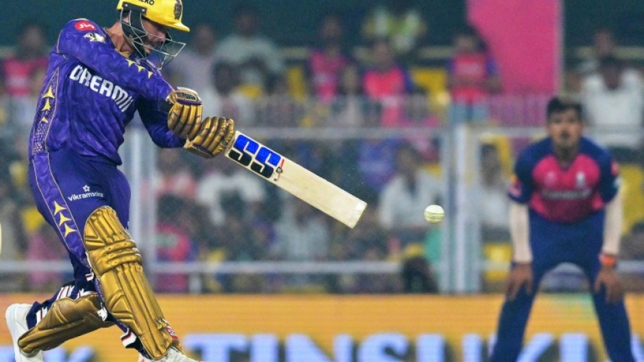 Quinton de Kock (L) hit 97 not out to give KKR their first win of the IPL season