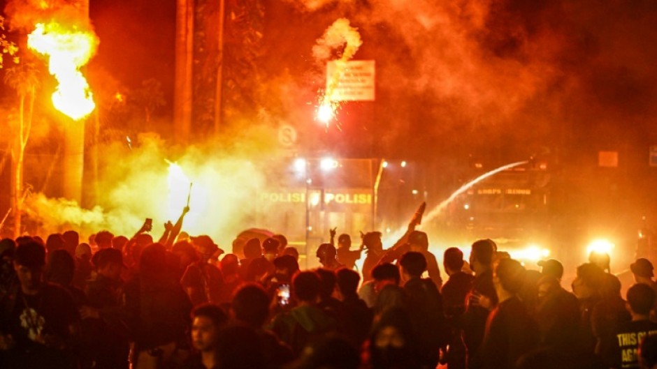 Indonesian police broke up a protest against a newly passed military law