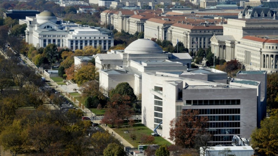 Smithsonian museums seen from the US Capitol dome, on November 15 in Washington