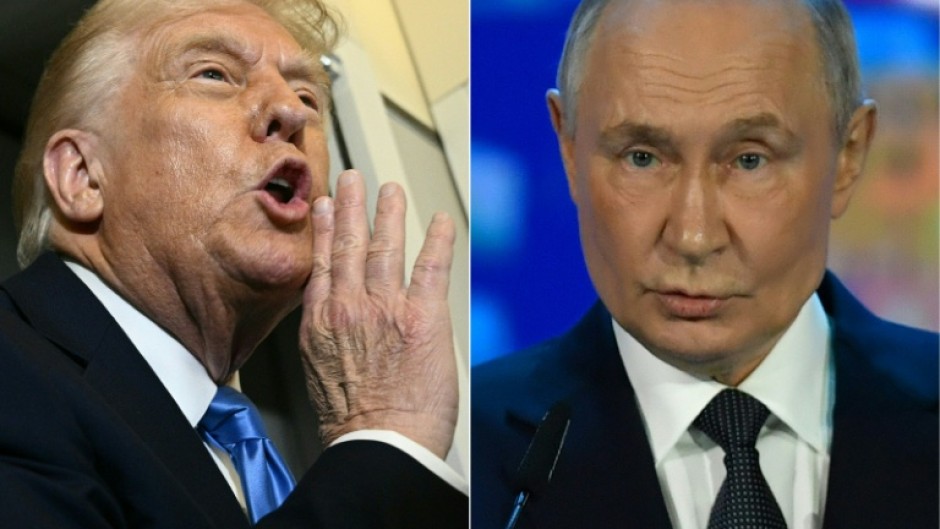 US President Donald Trump (L) has made positive remarks about Russian counterpart Vladimir Putin, but tensions are growing