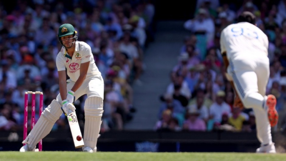 Sam Konstas ramps a delivery from Jasprit Bumrah to the boundary at the Melbourne Cricket Ground