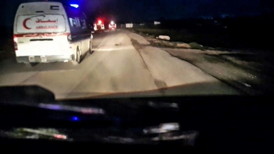 An image grab from a handout video reportedly recovered from the cellphone of an aid worker killed in Gaza alongside other rescuers