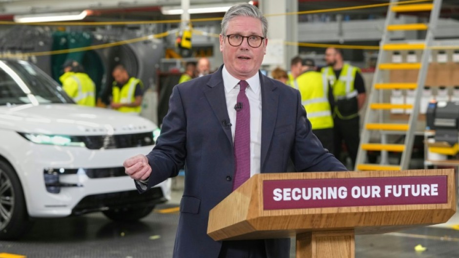 Starmer visited a Jaguar Land Rover car factory in Birmingham, central England, in a show of industry support