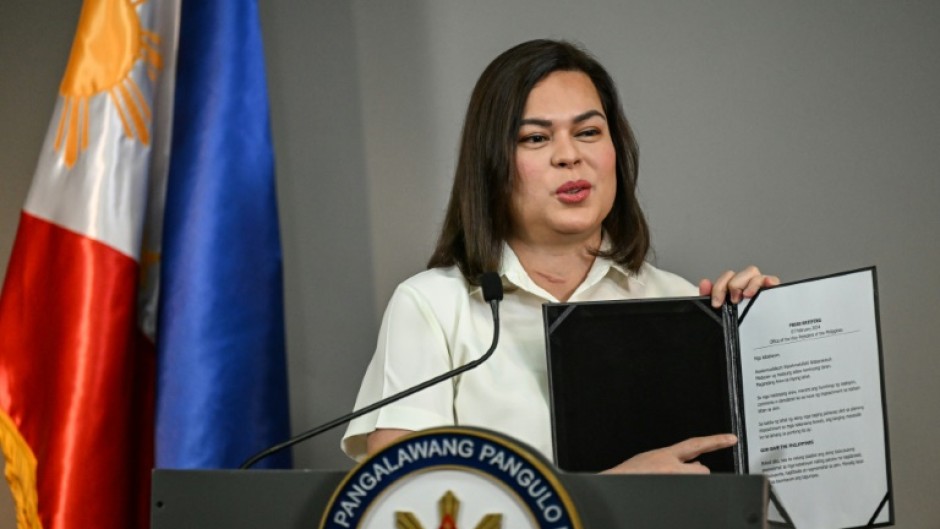 Impeached Philippine Vice President Sara Duterte had travelled to The Hague after her father was arrested