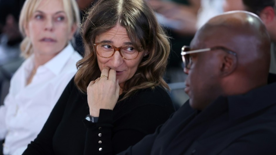 Kylian Mbappe's father Wilfrid Mbappe and mother Fayza Lamari attend a press conference given by their son's legal team on Thursday