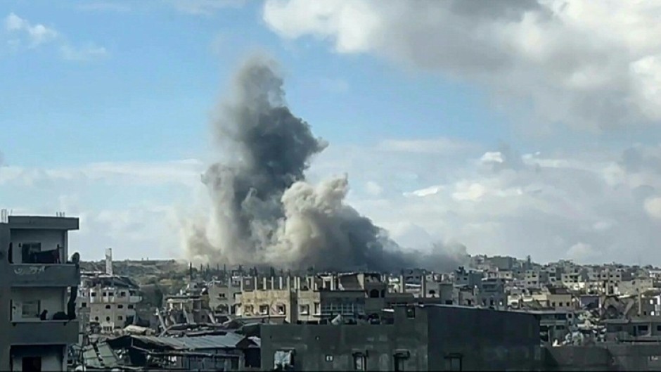 Smoke billows after Israeli strike east of Gaza City