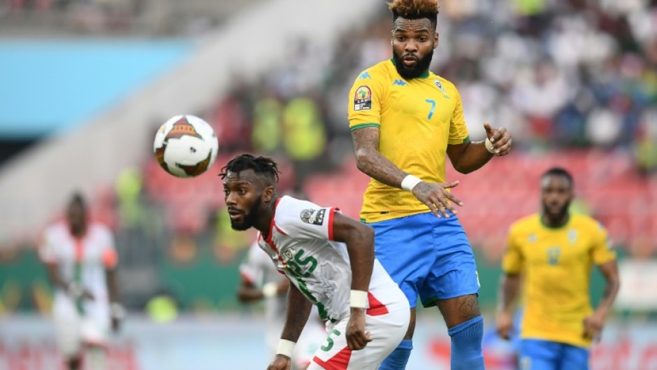 Aaron Boupendza (R) was in the Gabon team that lost to Burkina Faso in the last 16 of the 2022 Africa Cup of Nations