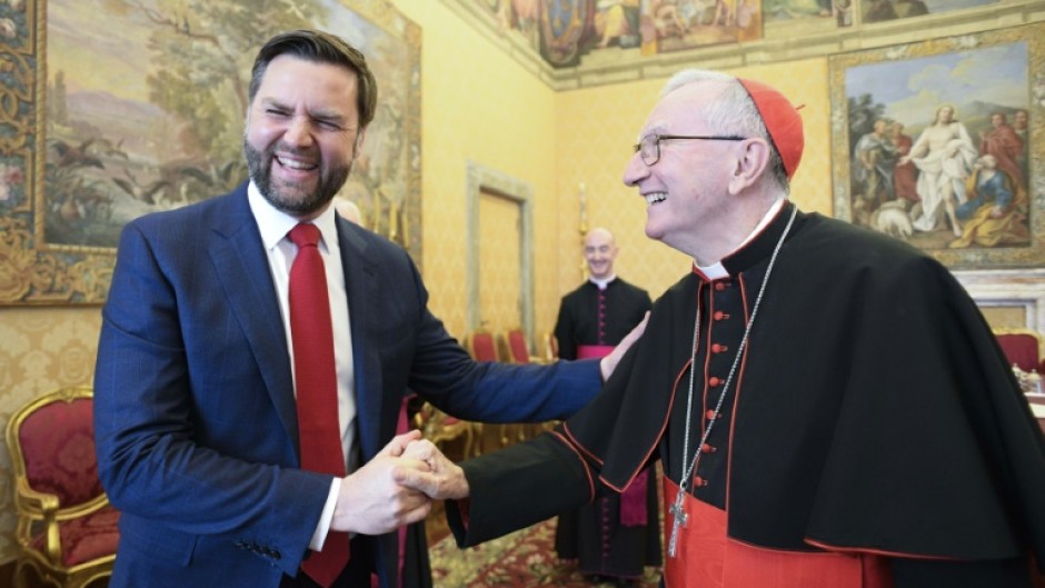 US Vice-President JD Vance (L) had been hoping to meet with Pope Francis but was welcomed to the Vatican by Cardinal Secretary of State Pietro Parolin (R)