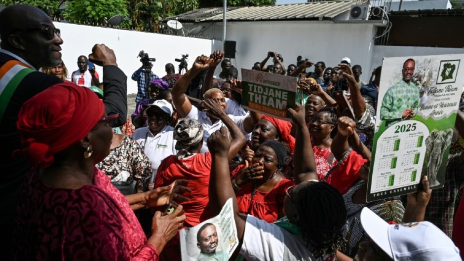 A few hundred supporters of Tidjane Thiam gathered at his party's office but later dispersed