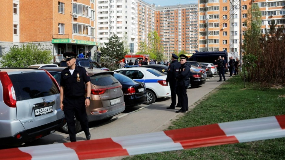 The blast destroyed a car outside a block of flats near Moscow