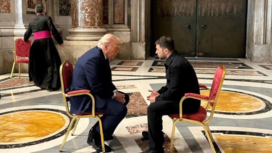 Donald Trump and Volodymyr Zelensky met briefly at Pope Francis's funeral