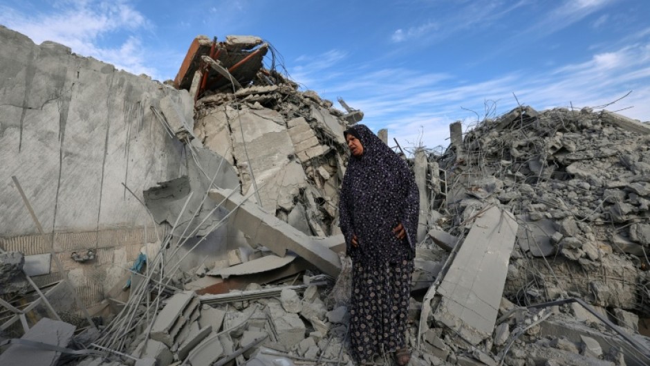 The aftermath of an Israeli strike at Bureij refugee camp in central Gaza -- bodies are often trapped under rubble
