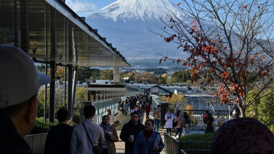 Mount Fuji, an active volcano and Japan's highest peak, is covered in snow for most of the year