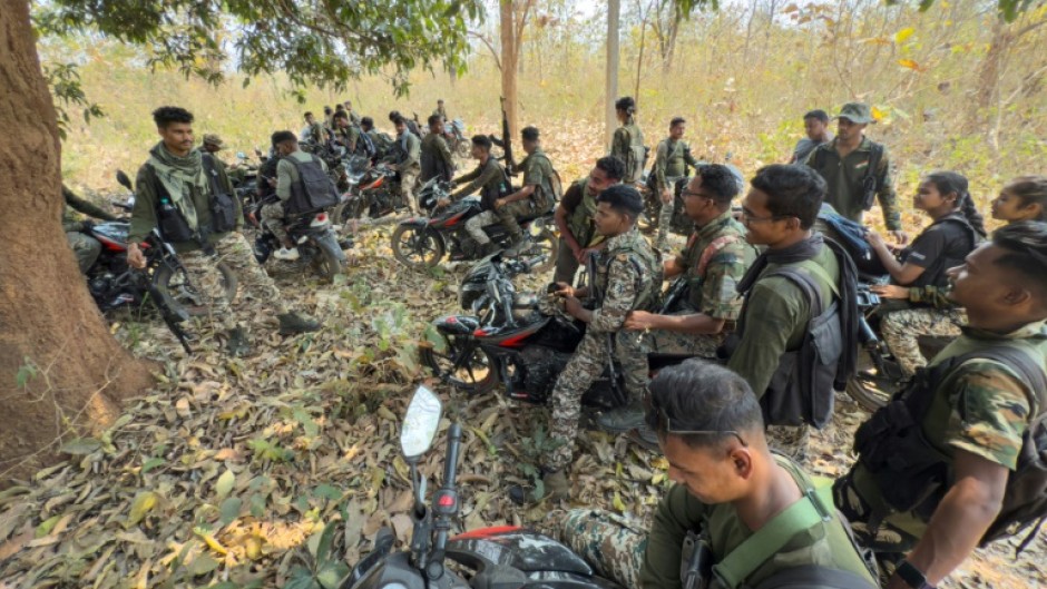 Paramilitary District Reserve Guards in one of their forest bases in Chhattisgarh in central India