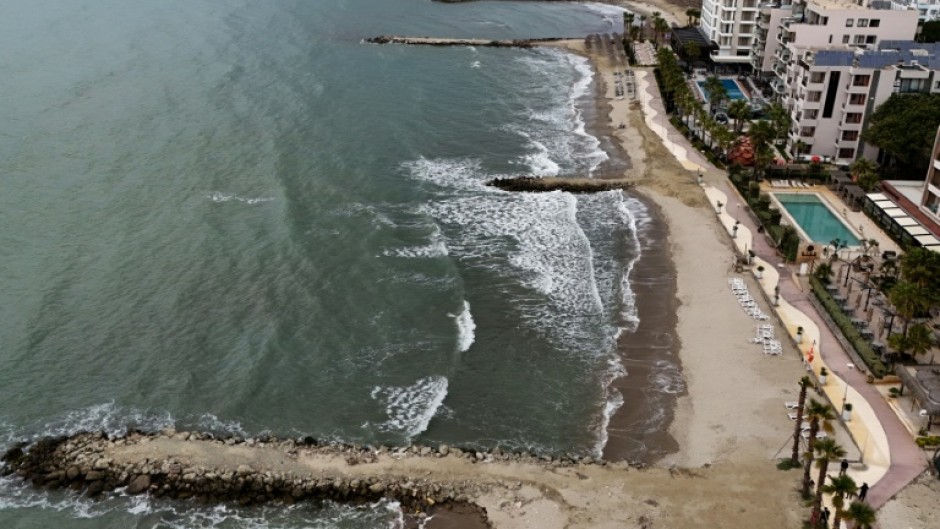 Groynes built to stop beaches disappearing near Durres in Albania, where hotels have sprung up like mushrooms