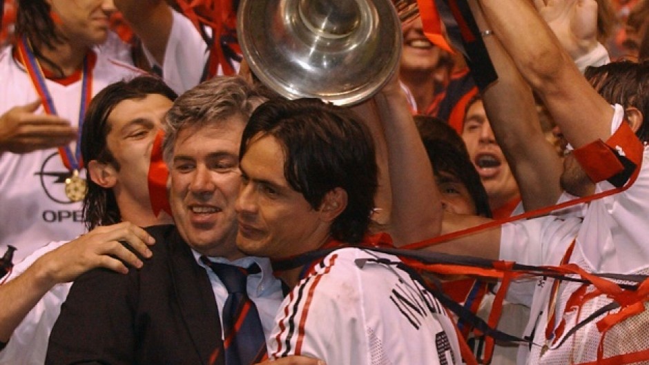 Carlo Ancelotti won his first Champions League title as a coach with AC Milan in 2003