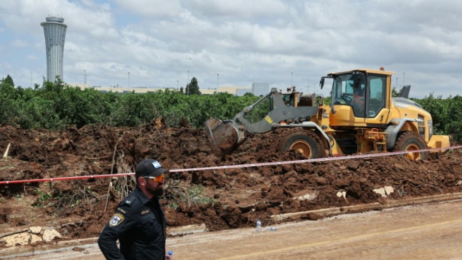 The missile attack left a wide crater near Ben Gurion airport