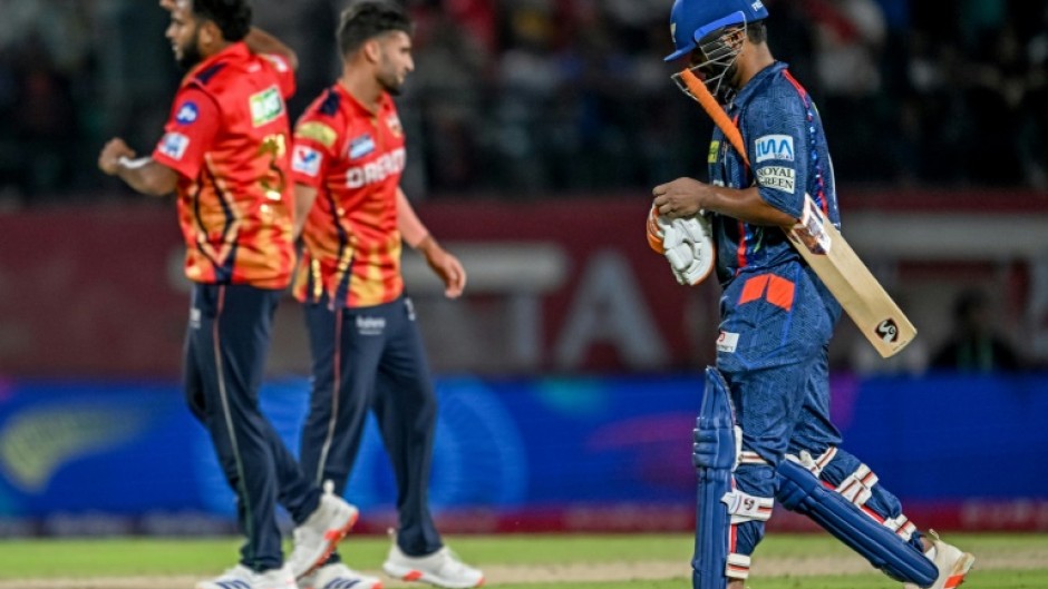 Lucknow Super Giants captain Rishabh Pant trudges back to the pavilion after being out for 18, his latest failure with the bat, against Punjab Kings on Sunday