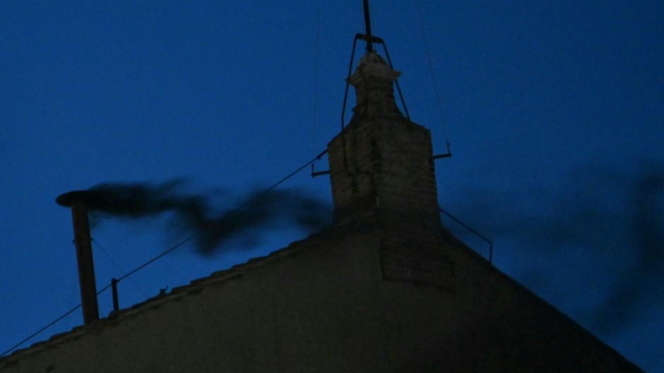Black smoke billowed from a chimney above the Sistine Chapel after the first day of conclave