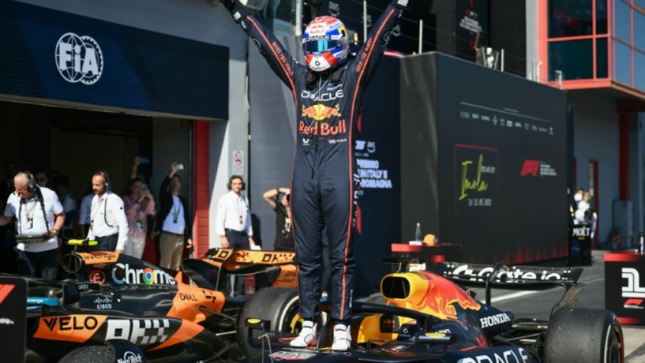Max Verstappen produced a fine drive to fend off the McLarens at Imola