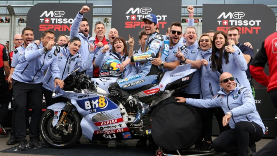 British MotoGP sprint winner Alex Marquez with his ducati-Gresini team