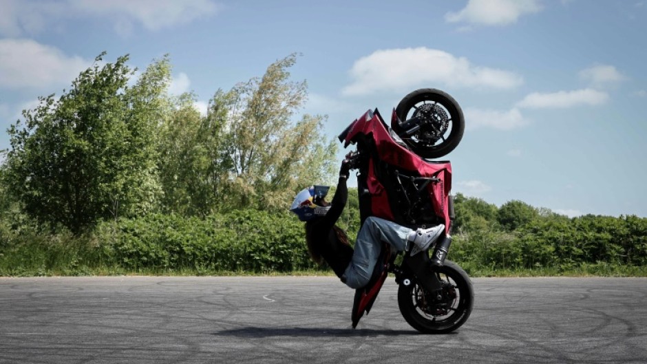 French stuntman Sarah Lezito does her stuff