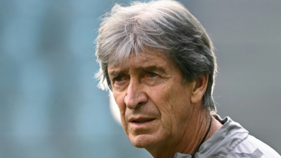 Real Betis coach Manuel Pellegrini oversees a training session on the eve of the UEFA Conference League final in Wroclaw