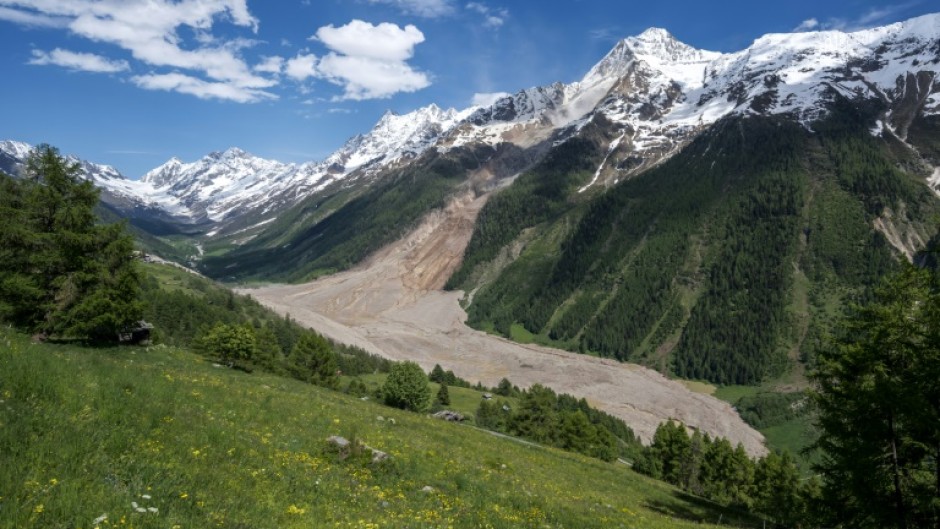The Birch Glacier collapsed, throwing tons of rock, ice and scree down the mountainside into the Lotschental valley