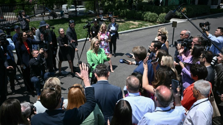 White House Press Secretary Karoline Leavitt speaks to reporters outside the White House in Washington, DC, on June 2, 2025