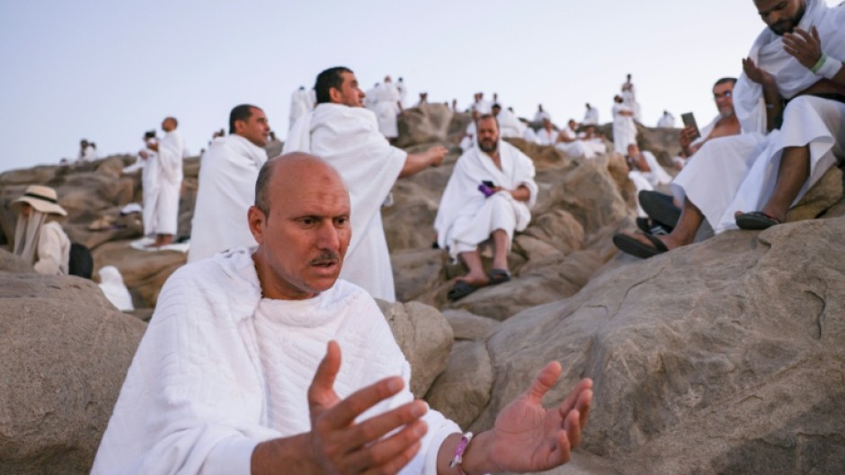 Muslim pilgrims prayed at dawn on Mount Arafat