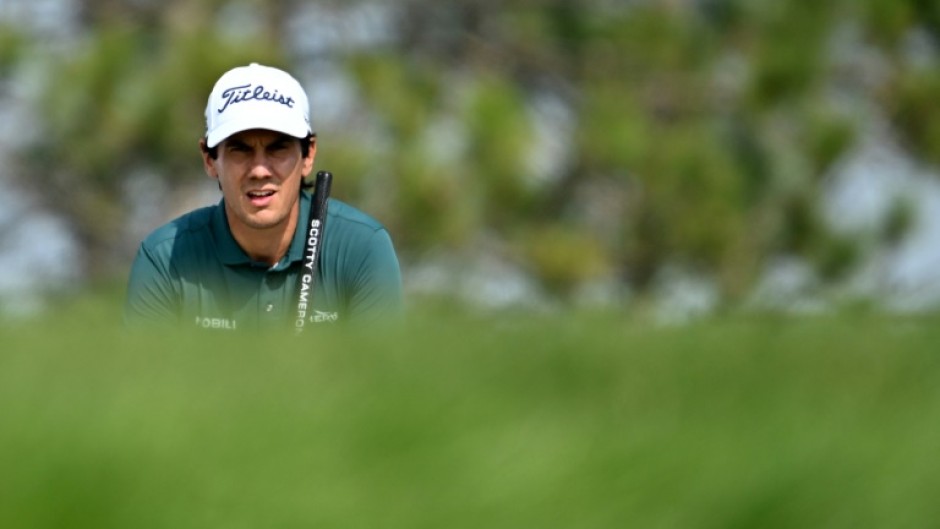 Italian Matteo Manassero lines up a putt on the way to a share of the third-round lead in the US PGA Tour Canadian Open