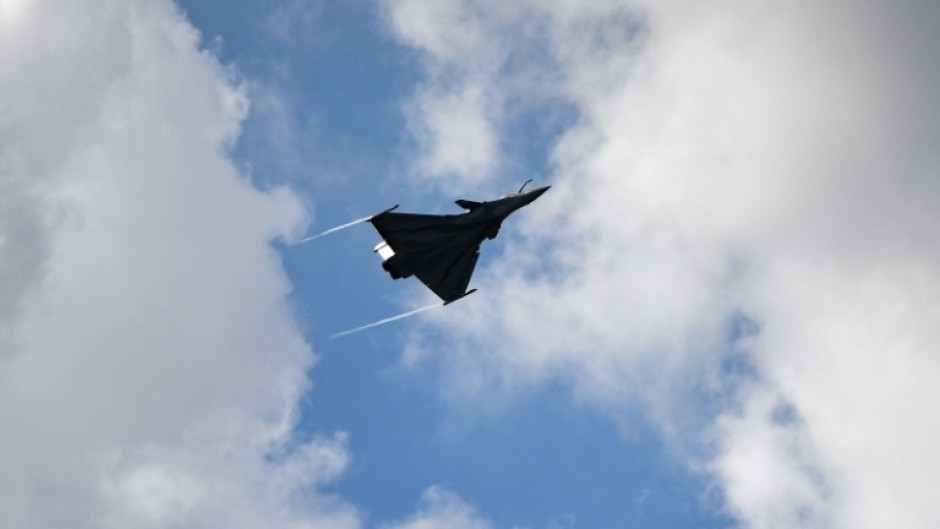A Rafale fighter making a demonstration flight at the Paris Air Show in 2023