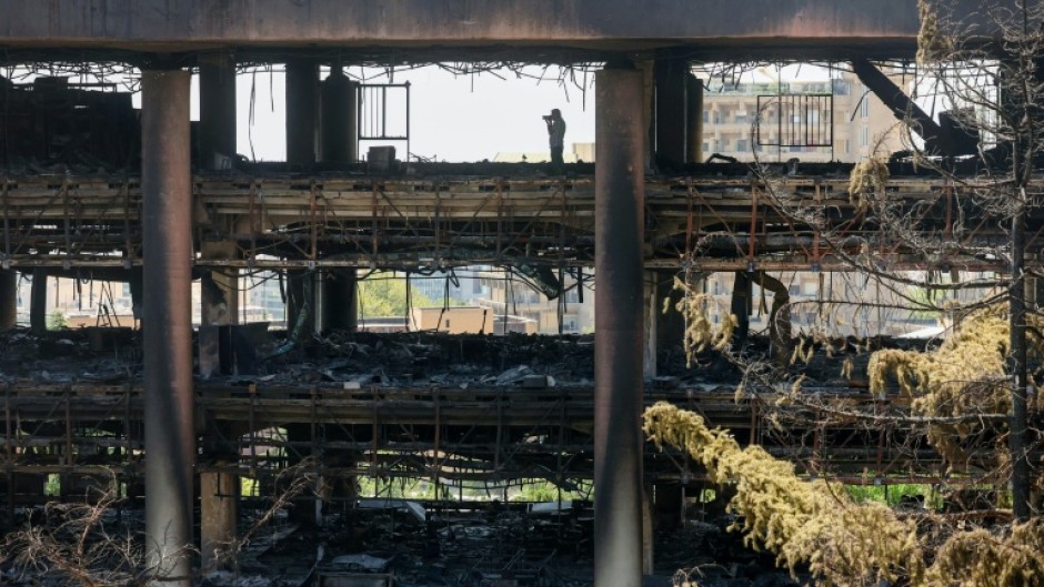 The heavily damaged building of Iran's public broadcaster in Tehran after it was hit in an Israeli strike