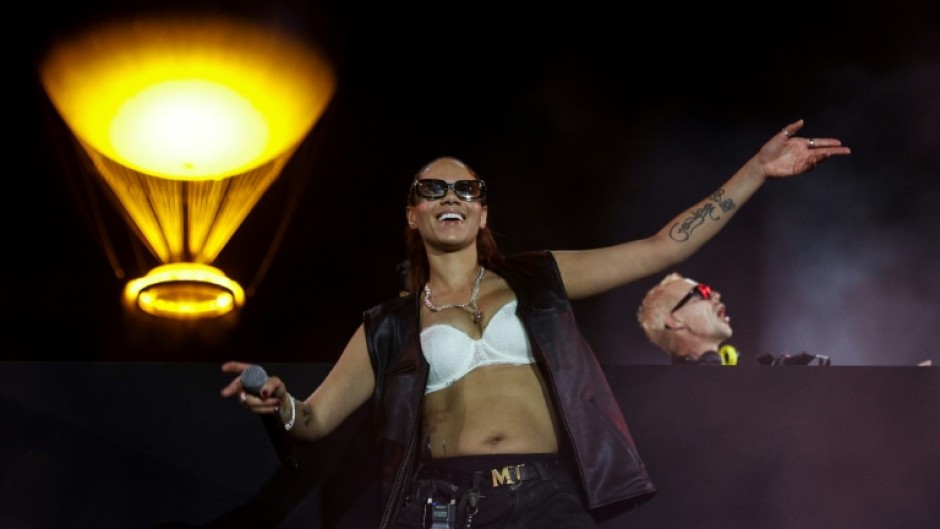 Brazilian singer Anitta performing with US band Major Lazer during the festival in Paris