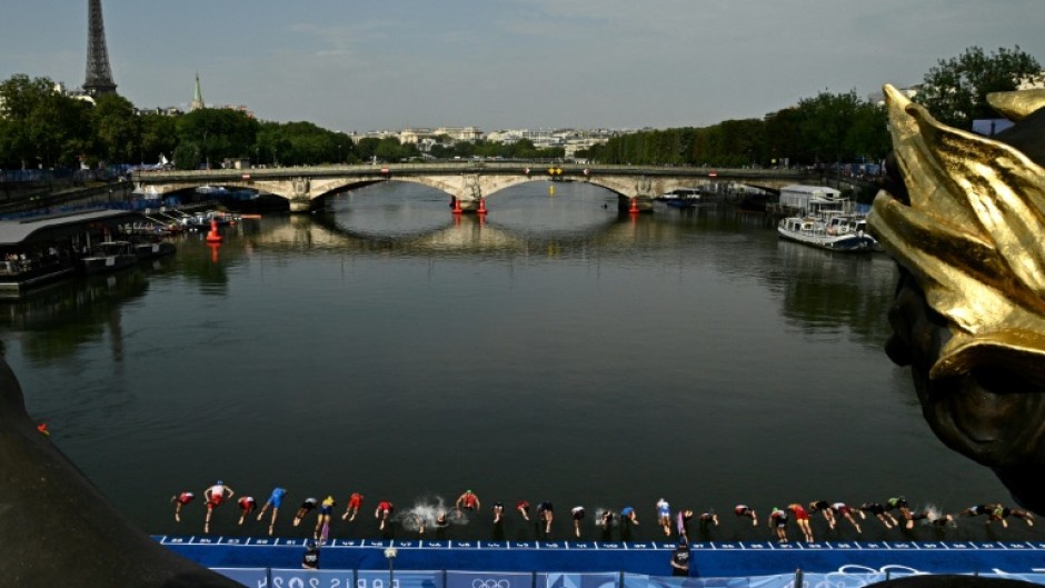 Olympic triathletes dive into the Seine last summer
